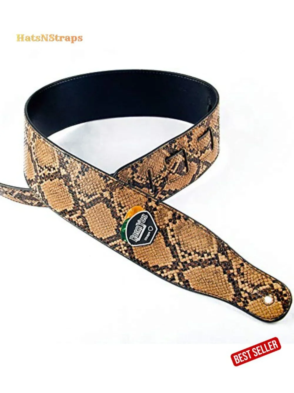 Snake Pattern Soft PU Leather Guitar Strap with Picks